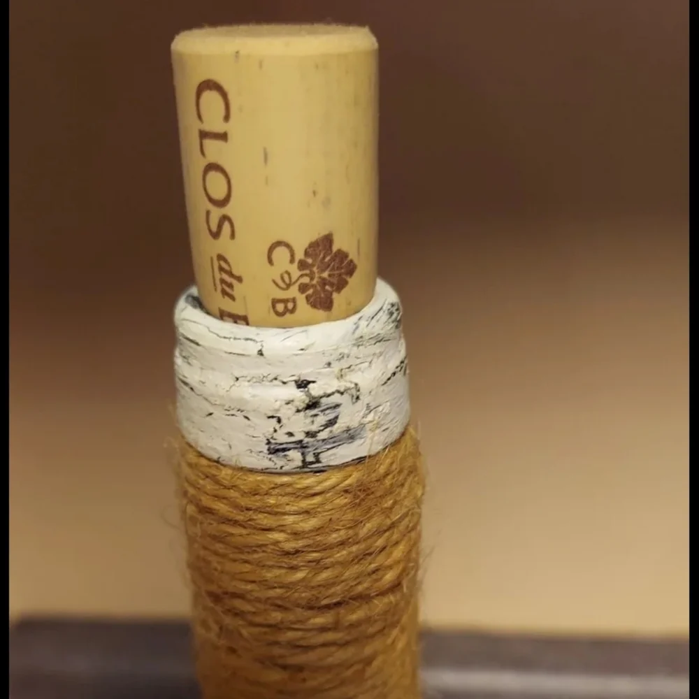 Hand Crafted Decoupage Wine Bottle Vase with Key Charm - Unique! EDC